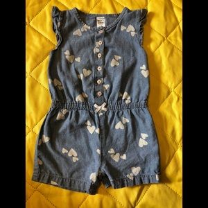 Blue Romper w/ White Hearts